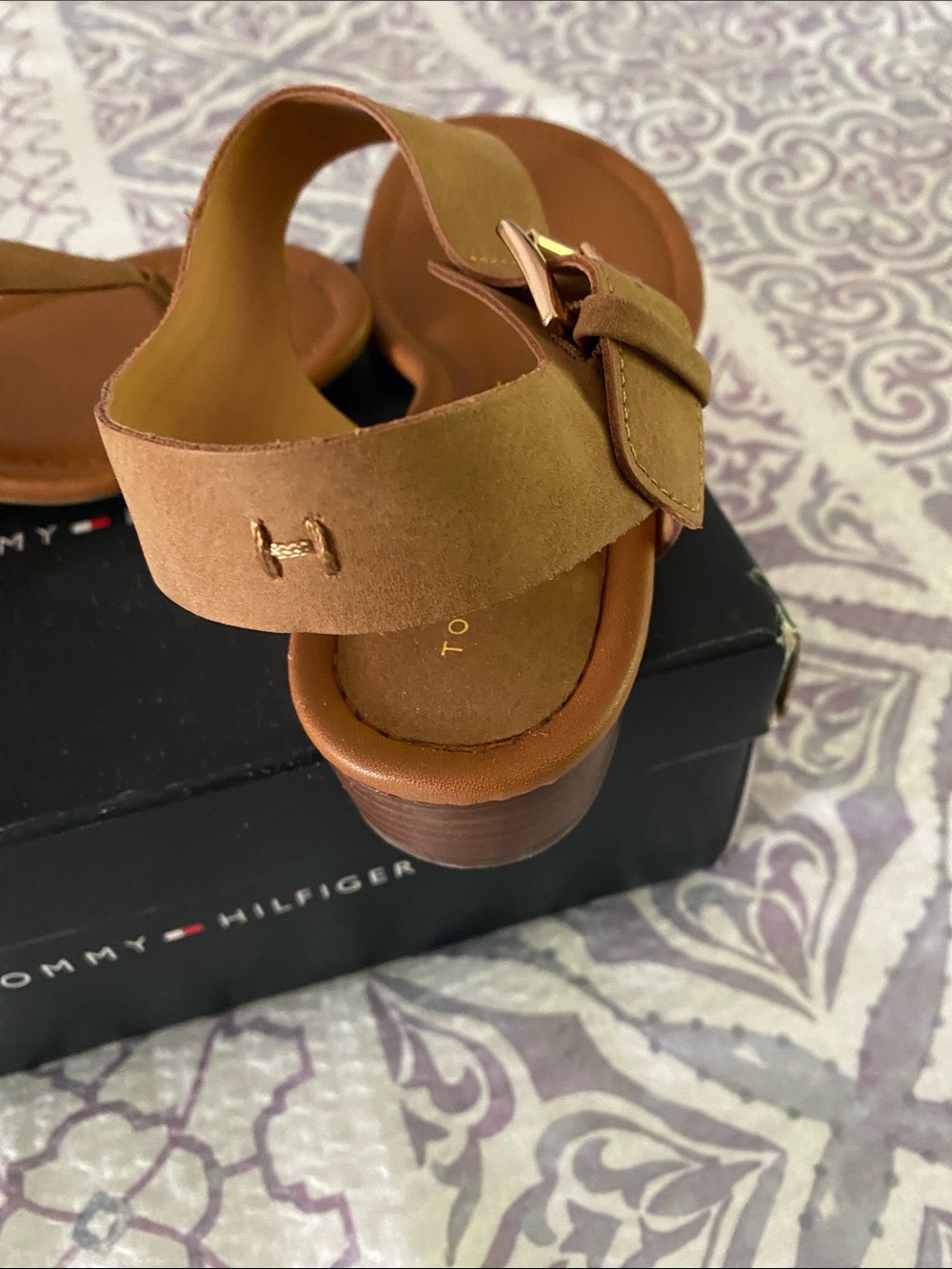 Tommy Hilfiger Brown/Tan Leather Slingback Sandals - Picture 5 of 5